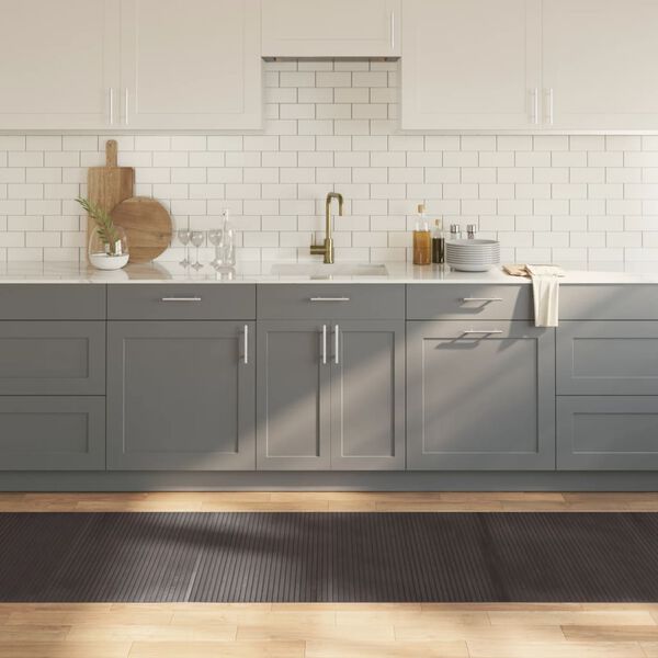 vidaXL Rug Dark brown Bamboo, Polypropylene 31.5 x 157.5 in Non-slip