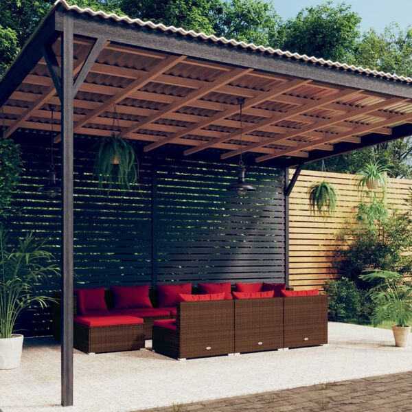 vidaXL Garden Lounge Set Brown PE Rattan Large Modular