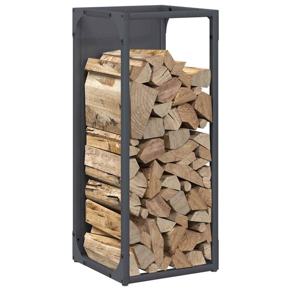 vidaXL Firewood Rack Anthracite 9.8x9.8x23.6" Cold-rolled steel
