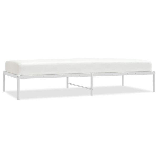 vidaXL Bed Frame White Steel 35 x 78.7 in Bed Frame Rectangular