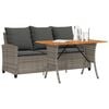 vidaXL Garden Sofa Grey PE rattan 3-seater Adjustable Feet Garden Sofa
