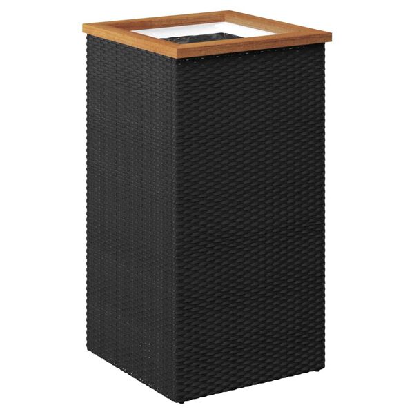 vidaXL Planter Black, Brown PE rattan, powder-coated steel, plastic Medium