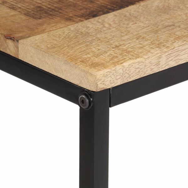 vidaXL Console Table Natural wood, Black Solid rough mango wood, Iron