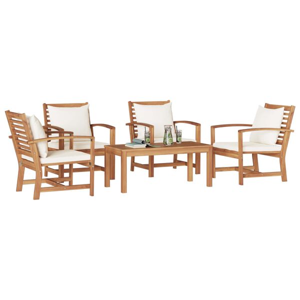 vidaXL Garden Sofa Set 5 pcs Natural Solid Teak Wood