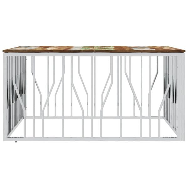 vidaXL Coffee Table Silver Stainless steel 39.4 in x 39.4 in x 19.7 in
