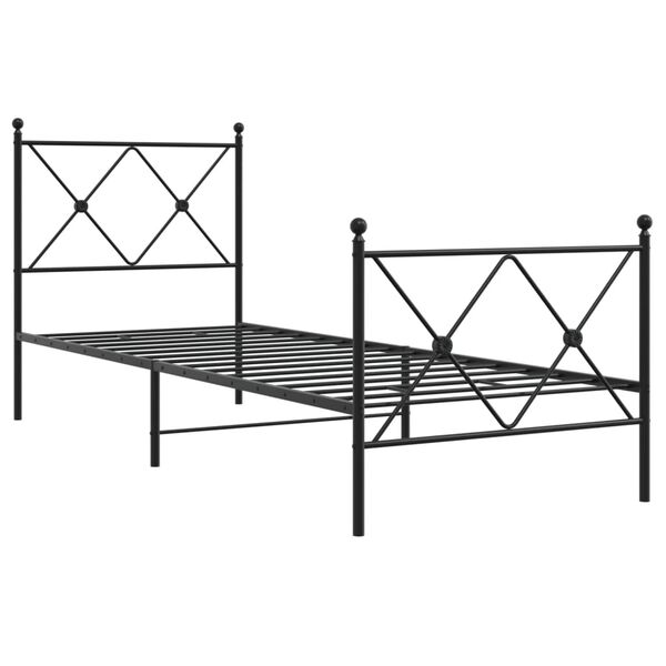 vidaXL Bed Frame Black Steel Small Single Bed Frame Rectangular