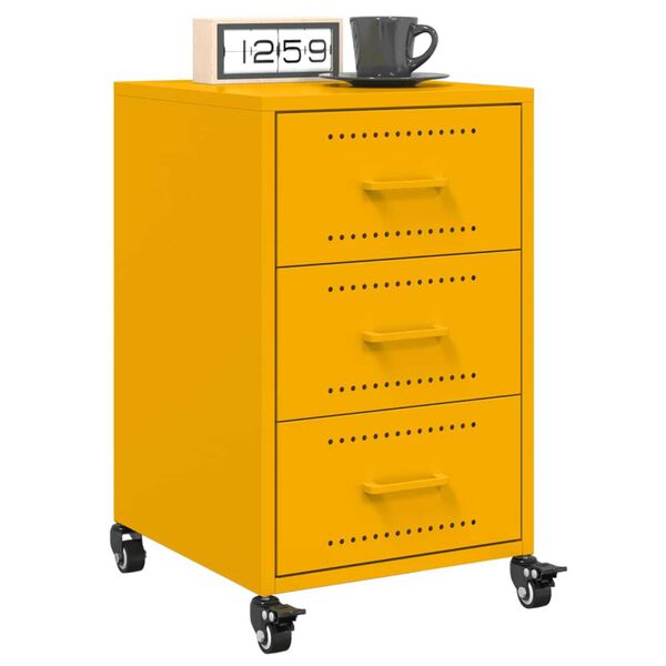 vidaXL Bedside Cabinet Mustard Yellow Cold-rolled steel Medium