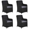 vidaXL 5 Piece Patio Dining Set Black