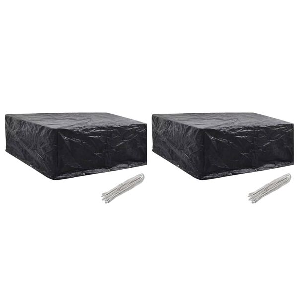 vidaXL Garden Furniture Cover Set of 2 Black Polyethylene Large