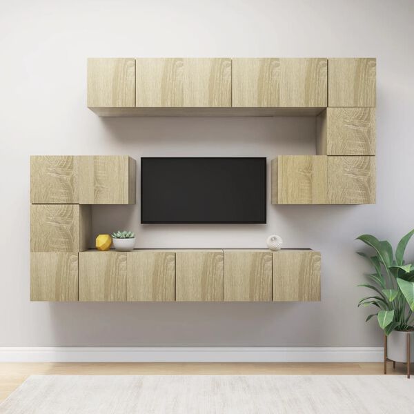 vidaXL TV Cabinet Set Set of 10 Sonoma Oak Engineered wood 10-piece set