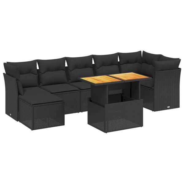 vidaXL Garden Sofa Set Black
