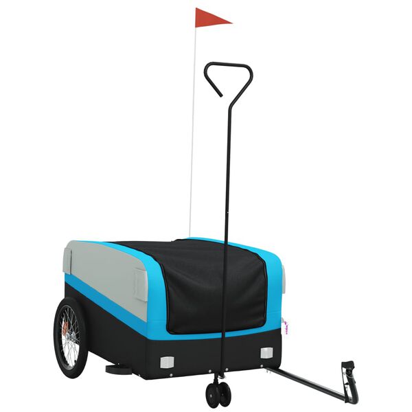 vidaXL Bike Trailer Black and Blue 99.2 lb Iron