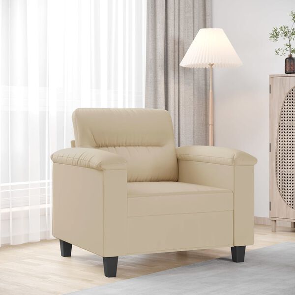 vidaXL Sofa Chair Cream Microfiber fabric (100% polyester), metal, plywood