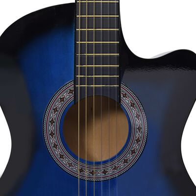 vidaXL Western Classical Cutaway Guitar with 6 Strings Blue Shaded 38"