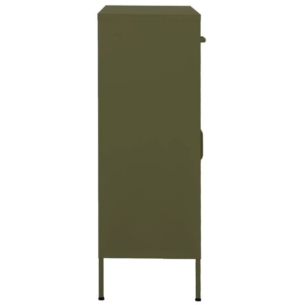vidaXL Storage Cabinet Olive Green Steel 31.5 x 13.8 x 40.0 in