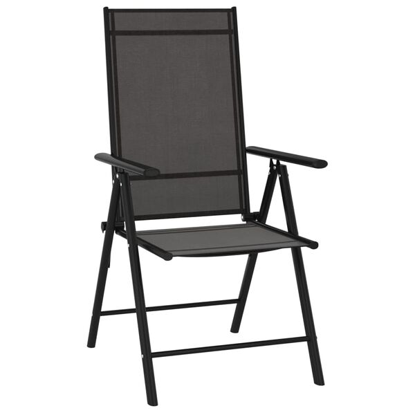 vidaXL Garden Lounge Set Black and Charcoal Aluminum, Textilene Medium