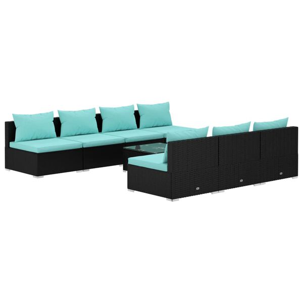 vidaXL Garden Lounge Set Black PE rattan Standard Modular