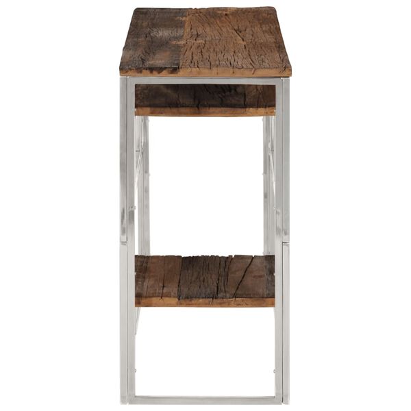 vidaXL Console Table Silver, Wood Stainless steel, Solid wood Medium
