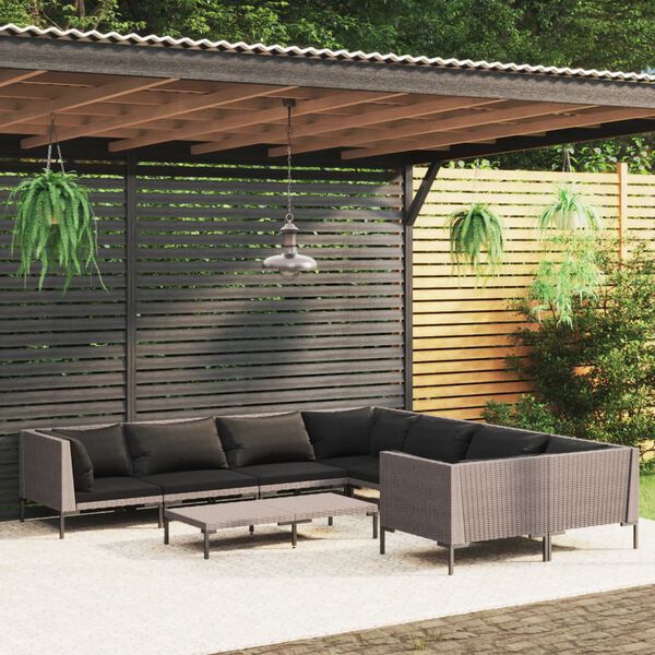 vidaXL Garden Lounge Set Dark Grey, Black