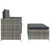 vidaXL Sofa Set Gray Poly Rattan, Powder-coated Steel, Polyester 2-seater