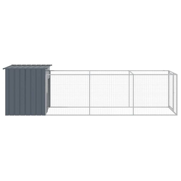 vidaXL Dog House Anthracite Galvanized Steel 43.3 x 159.4 x 43.3 in