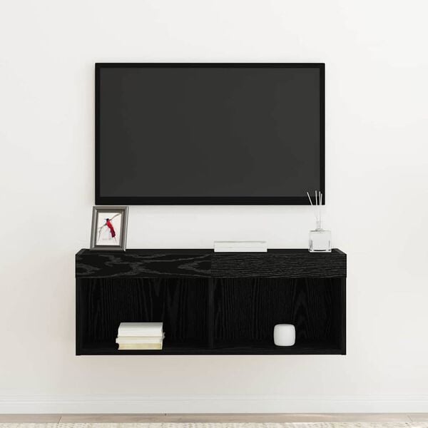 vidaXL TV Cabinet Set Wall-mounted Black Oak 31.50 x 11.81 x 11.81 in