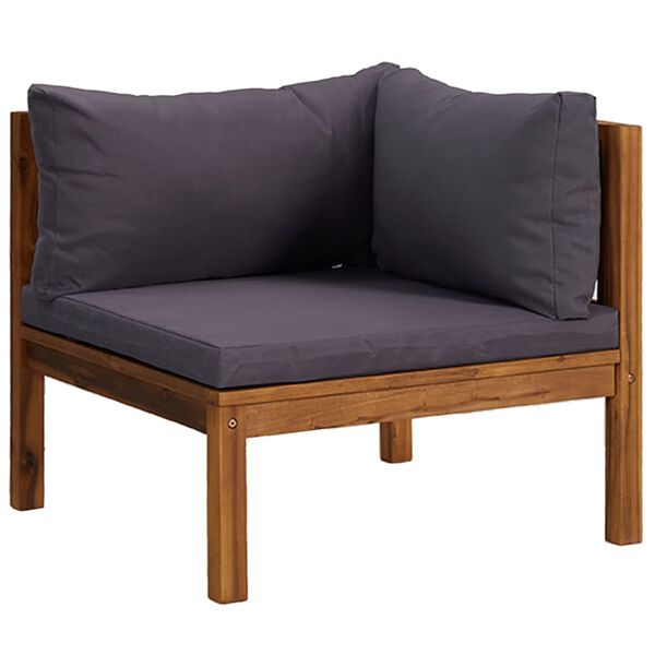 vidaXL Wooden Lounge Set Dark grey Solid Acacia wood, Polyester Large