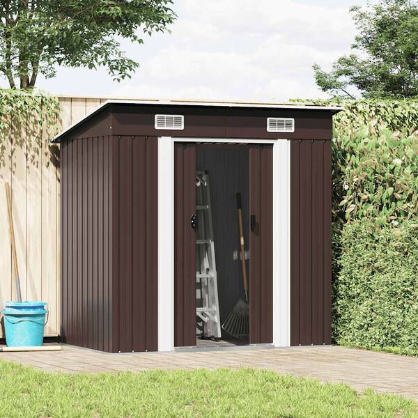 vidaXL Garden Shed Brown Galvanized Steel 76.4x47.6x71.3 in