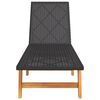 vidaXL Sun Lounger Black and Brown PE rattan, solid acacia wood, steel