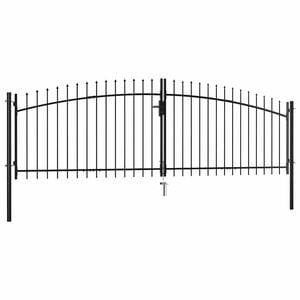vidaXL Double Door Fence Gate with Spear Top 157.5"x68.9"