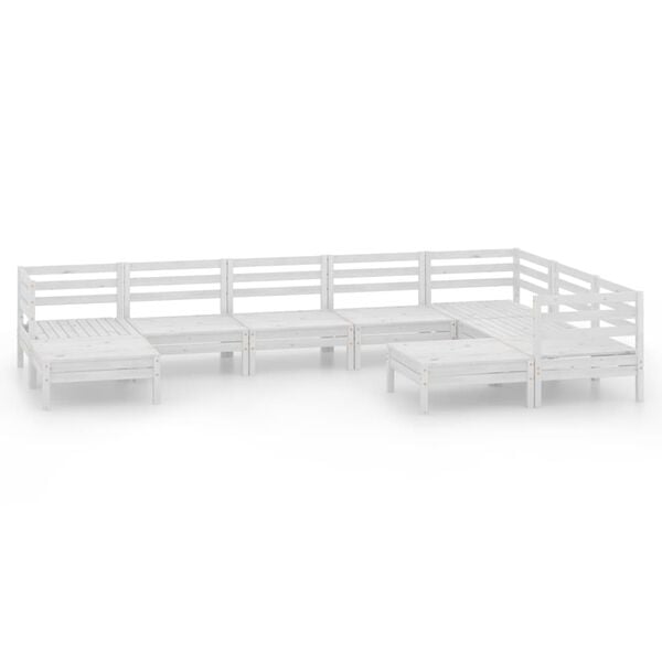 vidaXL Garden Lounge Set White Solid pinewood Large Modular