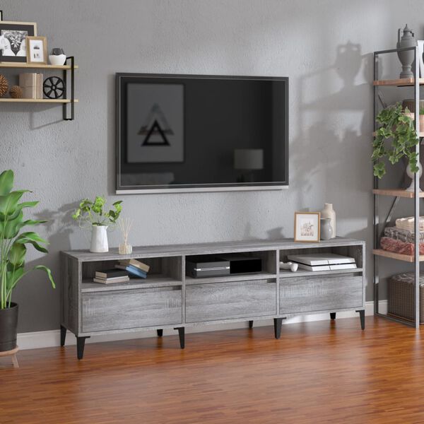 vidaXL TV Cabinet Grey Sonoma Engineered Wood 59.1 x 11.8 x 17.5 in
