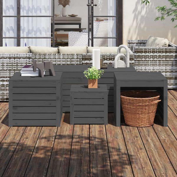 vidaXL Garden Box Set Grey Solid pine wood Small/Medium/Large
