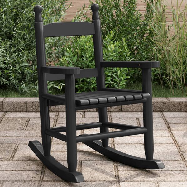 vidaXL Rocking Chair Black Poplar wood Small Rocking Chair Rectangular