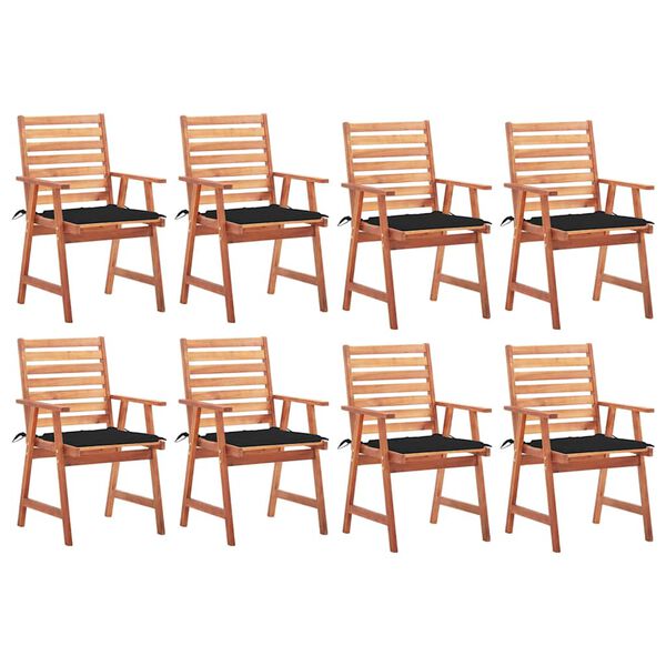 vidaXL Patio Dining Chairs 8 pcs with Cushions Solid Acacia Wood