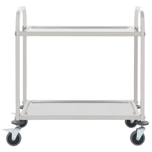 vidaXL 2-Tier Kitchen Trolley 38"x21.7"x35.4" Stainless Steel