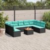 vidaXL 10 Piece Patio Sofa Set with Cushions Black Poly Rattan