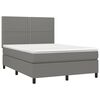 vidaXL Box Spring Bed Dark Grey Polyester Full Adjustable Headrests