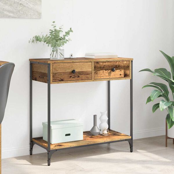 vidaXL Console Table Old Wood 29.53 x 13.58 x 29.53 in Engineered Wood