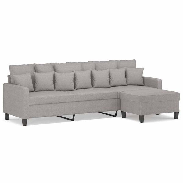vidaXL 3-Seater Sofa with Footstool Light Gray 82.7" Fabric