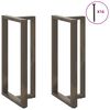 vidaXL Bar Table Legs T-Shaped 2 pcs Natural Steel 23.6 x 13.8 x (43.3-43.7) " Steel
