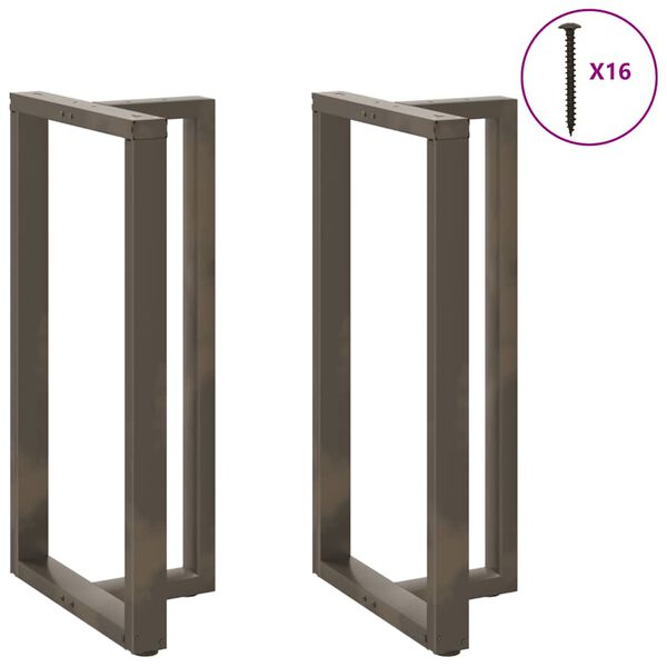 vidaXL Bar Table Legs T-Shaped 2 pcs Natural Steel 23.6 x 13.8 x (43.3-43.7) " Steel