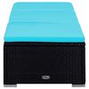 vidaXL Sun Lounger Black, Blue PE Rattan, Powder-Coated Steel, Polyester