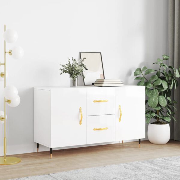 vidaXL Sideboard High gloss white Engineered wood 39.4x14.2x23.6 in
