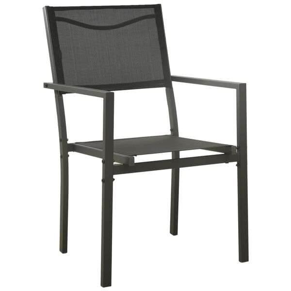 vidaXL Garden Chair Set of 2 Black and Anthracite