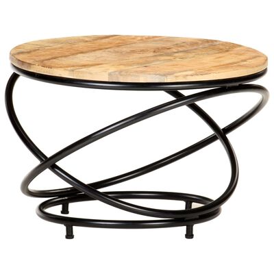 vidaXL Coffee Table Black 23.6"x23.6"x15.7" Solid Rough Mango Wood