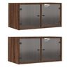 vidaXL Wall Cabinet Set of 2 Brown oak Engineered wood, glass