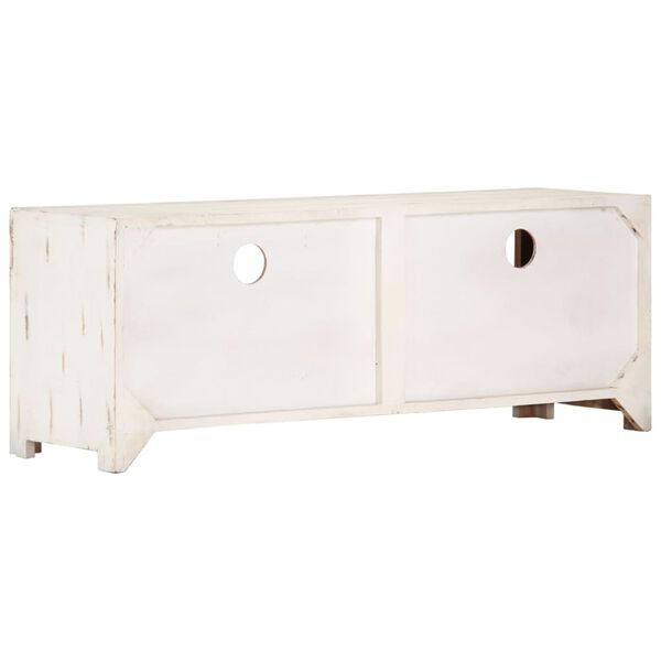 vidaXL TV Cabinet White Solid Acacia Wood Medium TV Cabinet