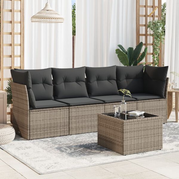 vidaXL Garden Sofa Set Grey, Dark Grey
