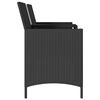 vidaXL Patio Sofa 2-Seater with Table and Cushions Black Poly Rattan